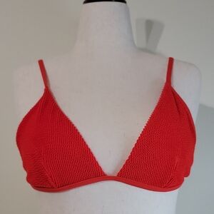 GOOD AMERICAN VIBRANT RED ORANGE RIBBED BIKINI TOP